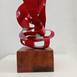 Chama Vermelha na Base de Madeira Reciclada, original Nature Iron Sculpture by Antonio Spinosa  Barbosa Neto