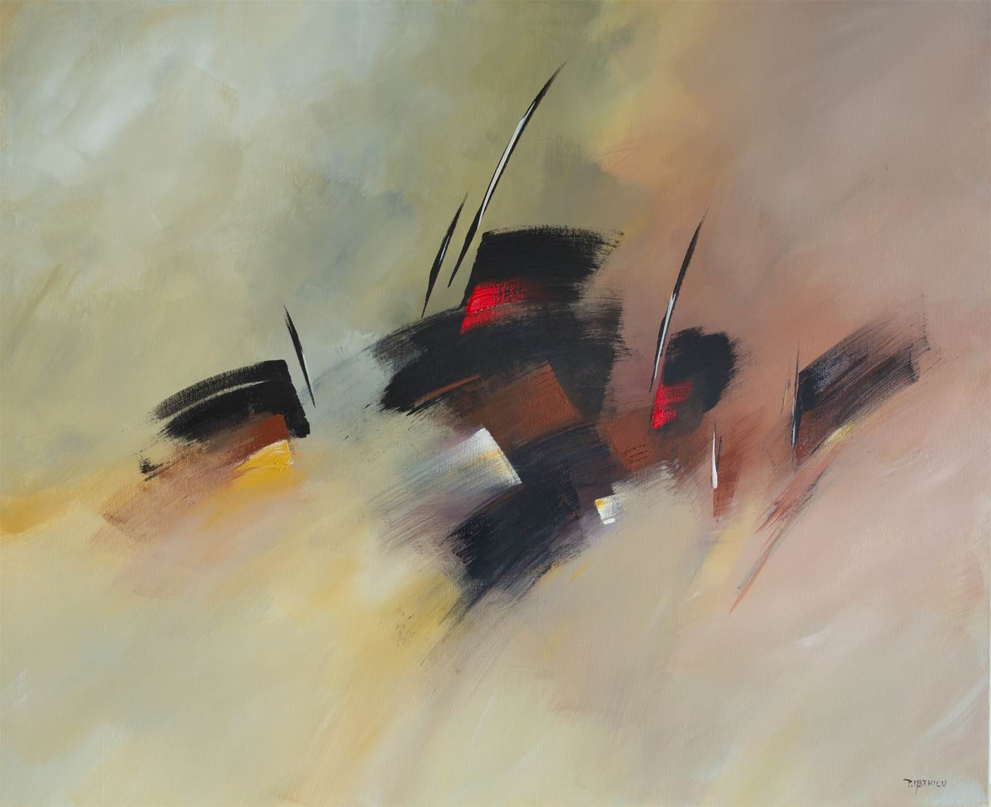 Samurai, original Abstract Acrylic Painting by Paul  Mathieu