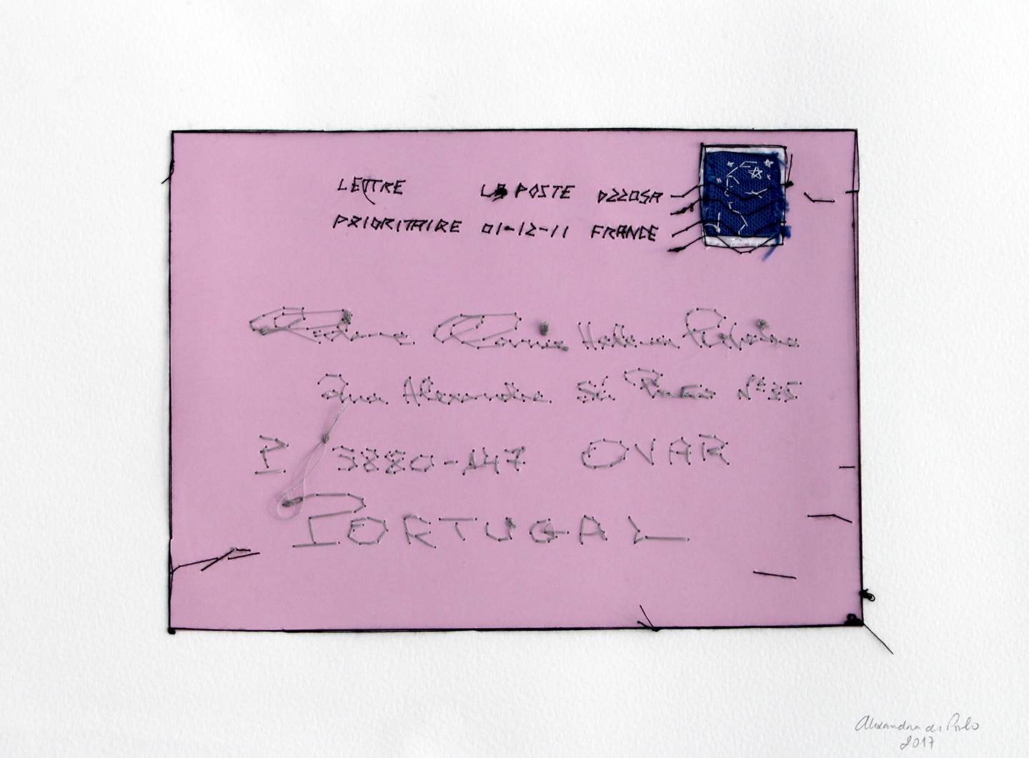 Carta de França, original Minimaliste Papier Dessin et illustration par Alexandra de Pinho