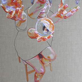 Sintonia, original Human Figure Acrylic Painting by Cristina  Troufa