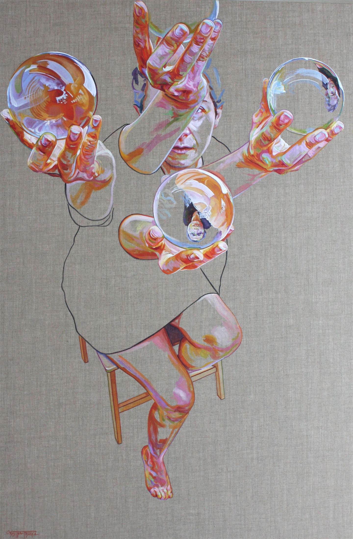 Sintonia, original Human Figure Acrylic Painting by Cristina  Troufa
