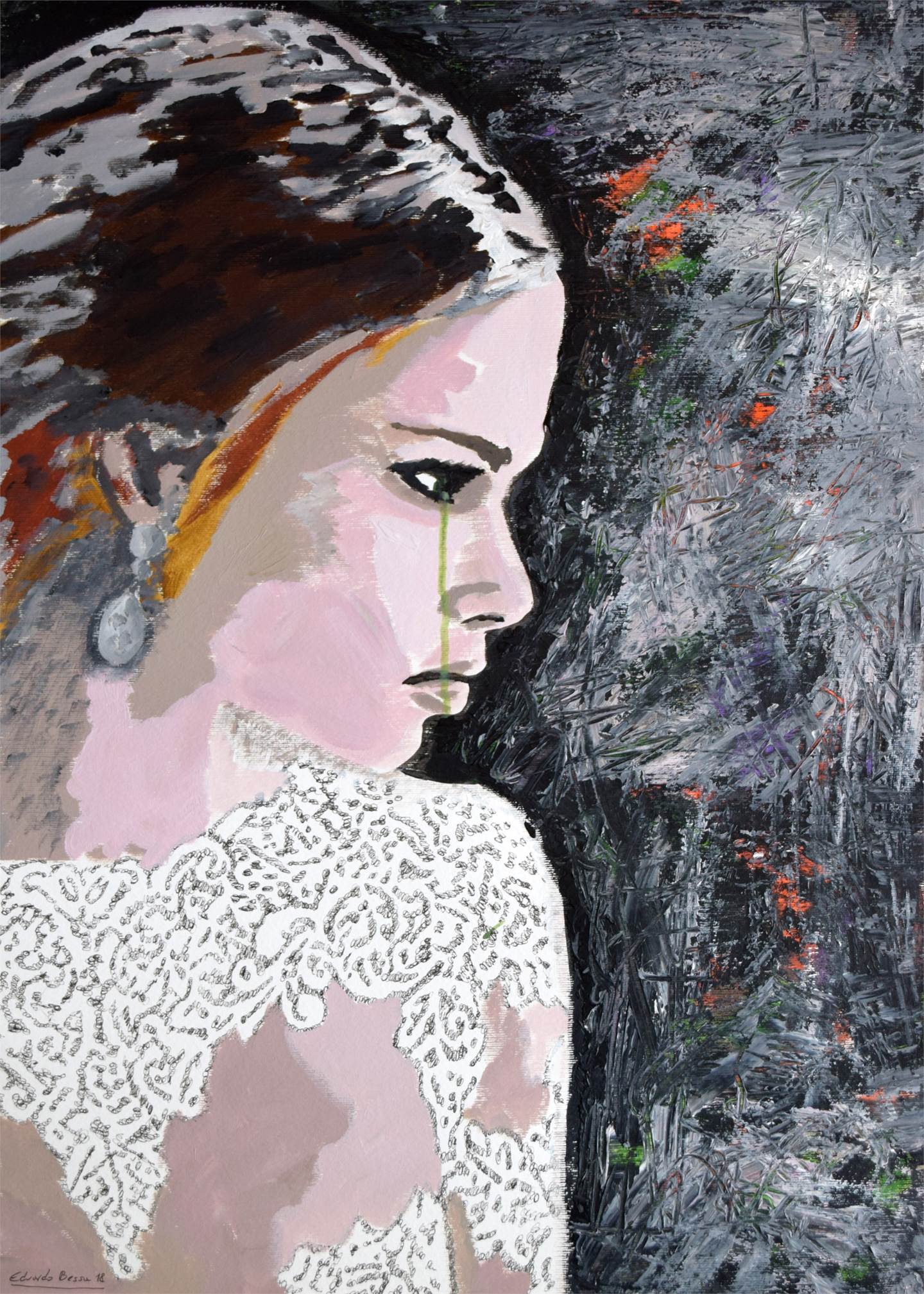 The bride, original Woman Acrylic Painting by Eduardo Bessa