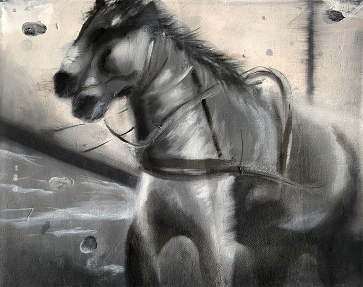 Horse in movement, original Minimalista Acrílico Pintura de Qiao Xi