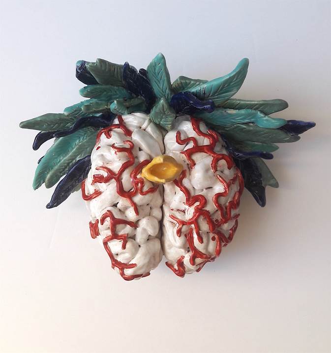 Cerebro, original Human Figure Ceramic Sculpture by Lorinet Julie