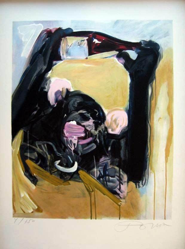 Chimpanzé au Magnum, original Animals Silkscreen Drawing and Illustration by Júlio Pomar