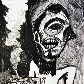 16. Fumo, original Human Figure Charcoal Drawing and Illustration by Hugo Castilho