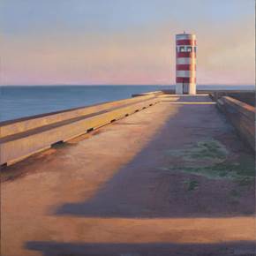 Farolim da Barra do Douro III, original Landscape Oil Painting by Juan Manuel Álvarez Cebrián