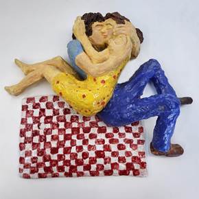 Não ponhas os pés na manta (quando és romântico, mas sofres de OCD) , original Figure humaine Céramique Sculpture par Liliana Velho