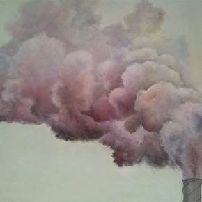 Industrial smoke, original Paysage Pétrole La peinture par TOMAS CASTAÑO