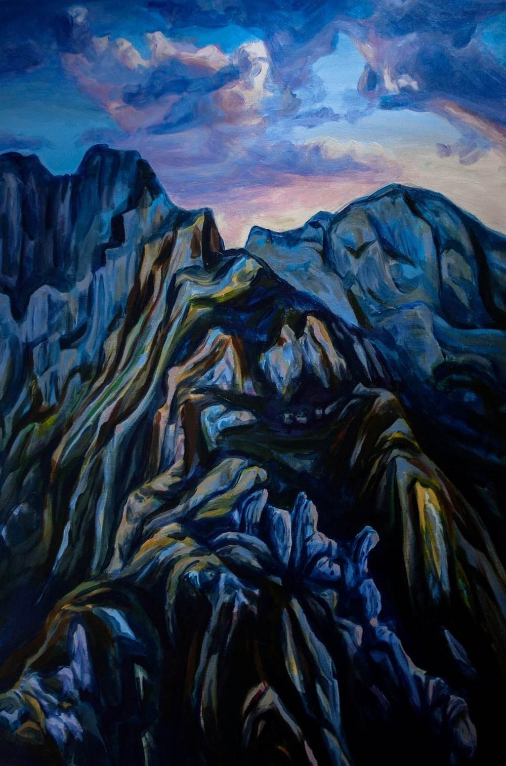 Montanha azul , original Big Acrylic Painting by João Gama