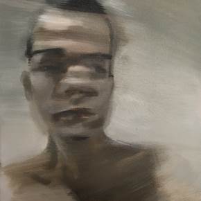 Autorretrato em blur, original Human Figure Acrylic Painting by Dora Meirelles Cerqueira