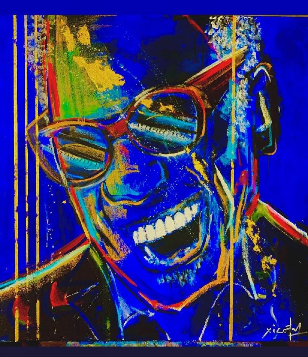 Ray Charles 3, original Portrait Acrylic Painting by Xicofran .