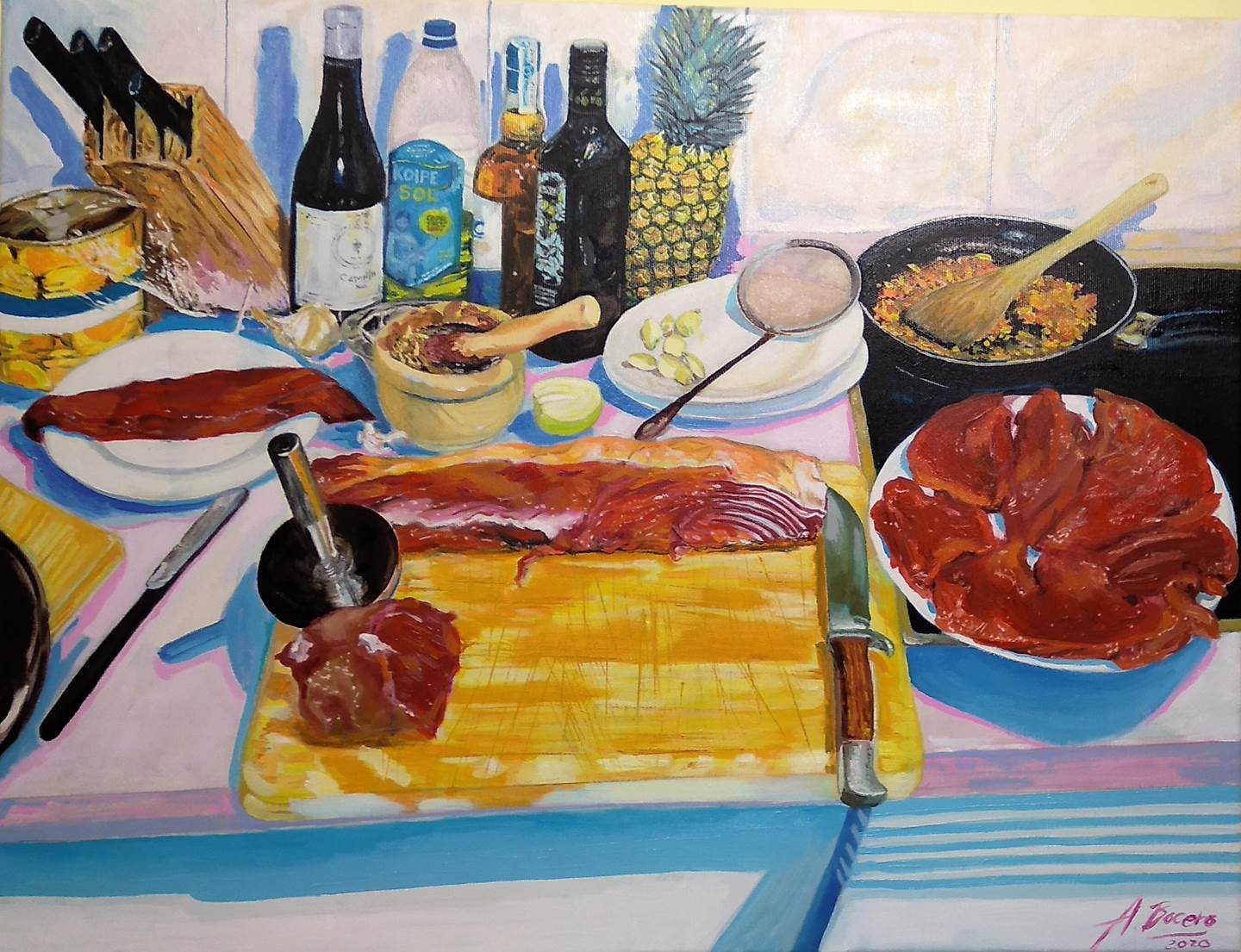 Best 11 The Meat, original Nature Canvas Painting by Antonio Bocero