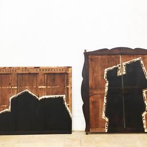 DEBRIS OF GENTRIFICATION, original Abstract Wood Sculpture by André Costa