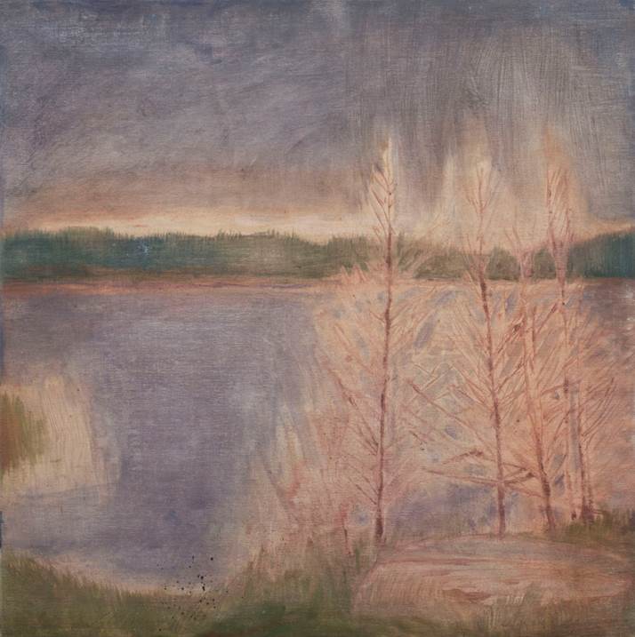 Four trees by a lake in Sweden (1 of 2), original Paisaje Petróleo Pintura de Taha Afshar