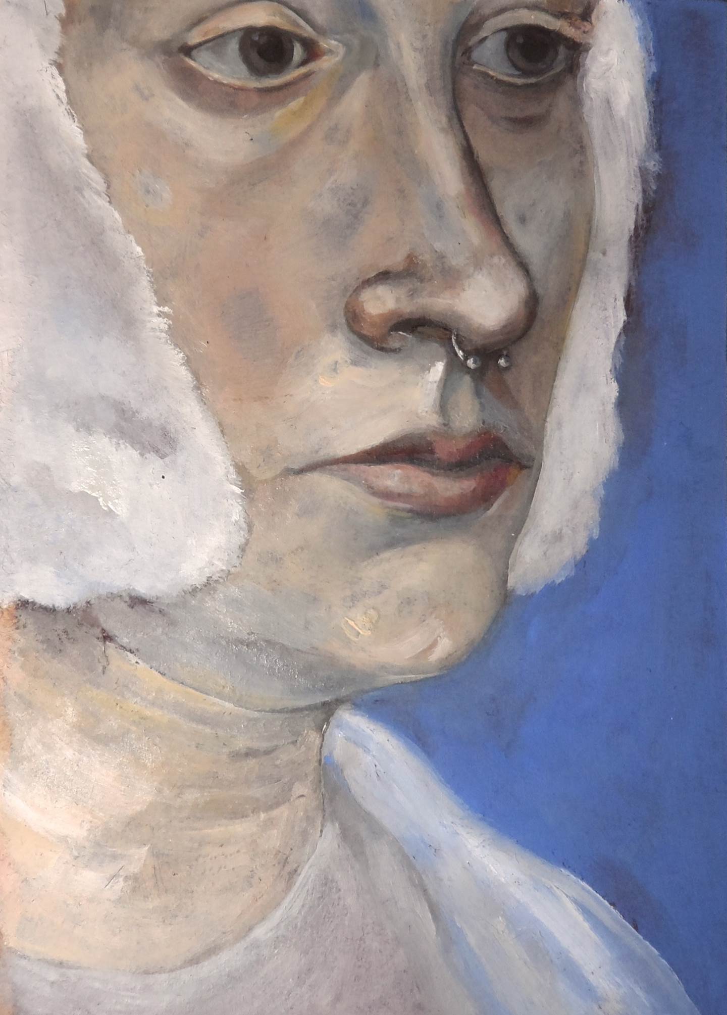 Lady with a Septum, original Corps Pétrole La peinture par Francisca  Sousa