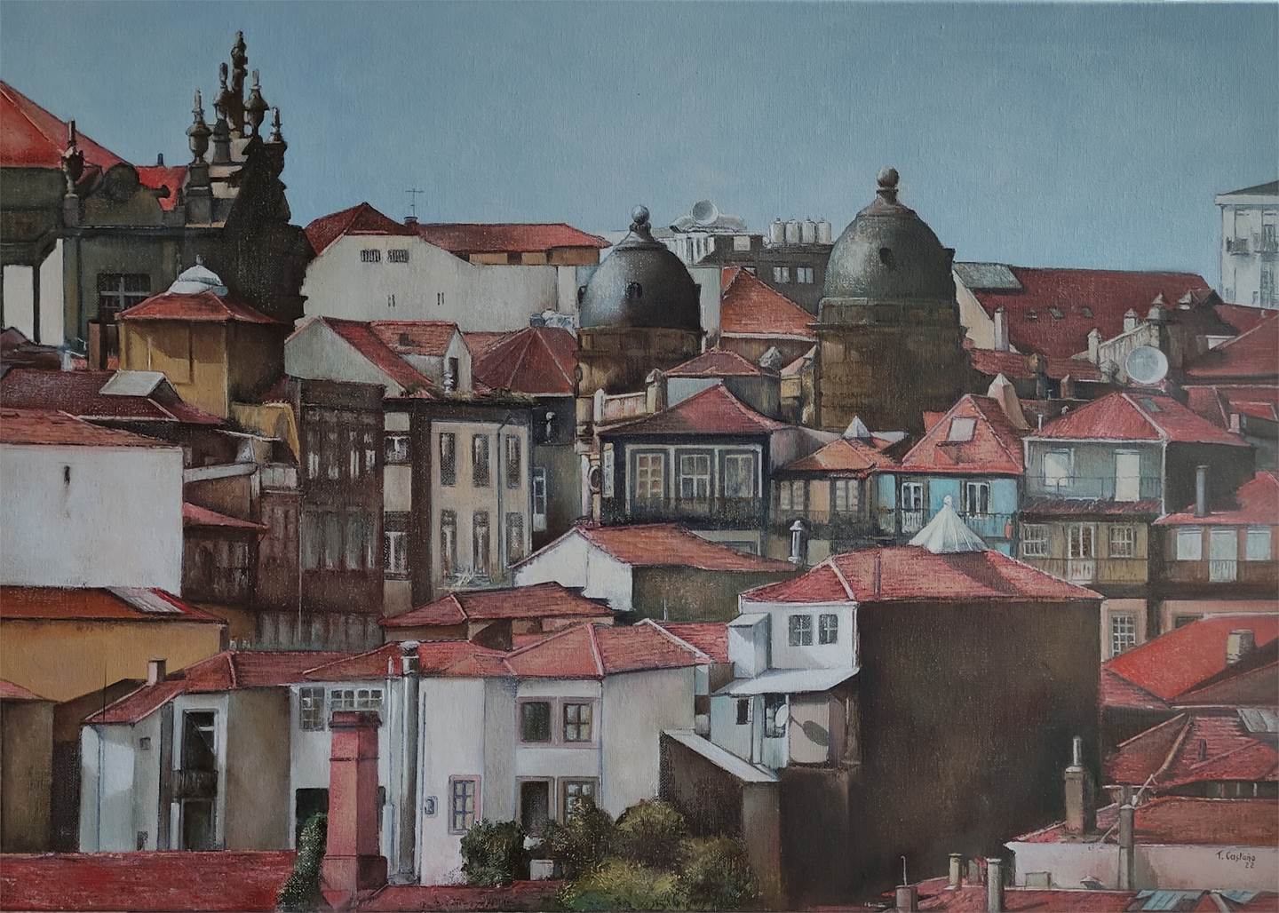 Panorámica de Oporto, Pintura Óleo Paisagem original por TOMAS CASTAÑO
