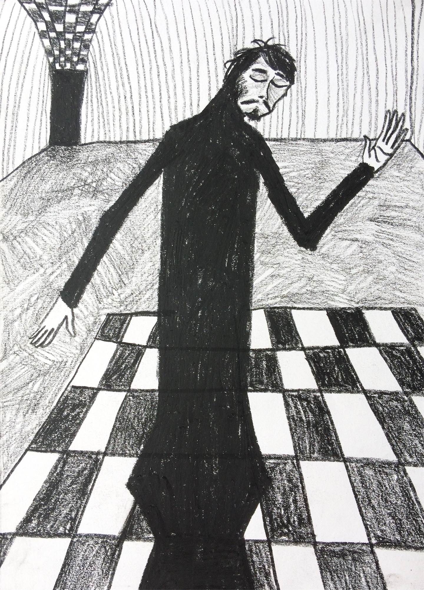 23. A peça de jogo, original Human Figure Charcoal Drawing and Illustration by Hugo Castilho