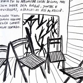 8. Quatro cadeiras, Desenho e Ilustração Carvão Figura Humana original por Hugo Castilho