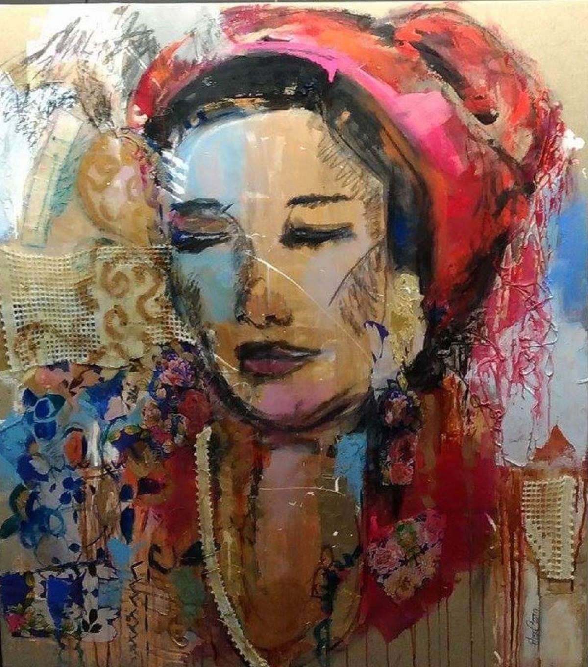 Return to the Essence IV, original Woman Mixed Technique Painting by ELISA DA COSTA