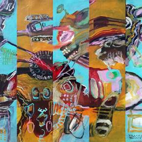 Fragmentos abstratos 1, original Portrait Acrylic Painting by Francisco Santos