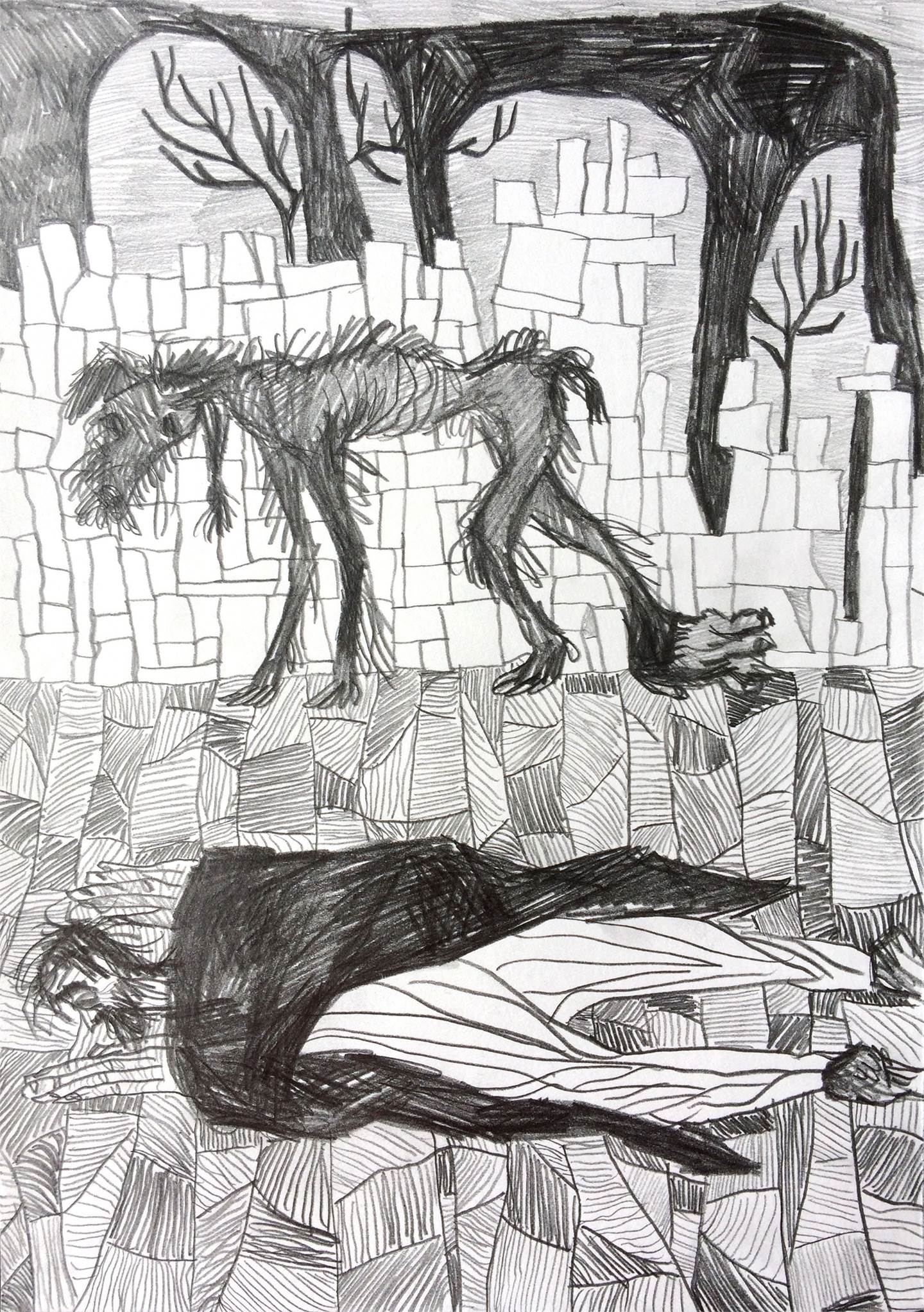 26. O vagabundo e o maestro, original Human Figure Charcoal Drawing and Illustration by Hugo Castilho