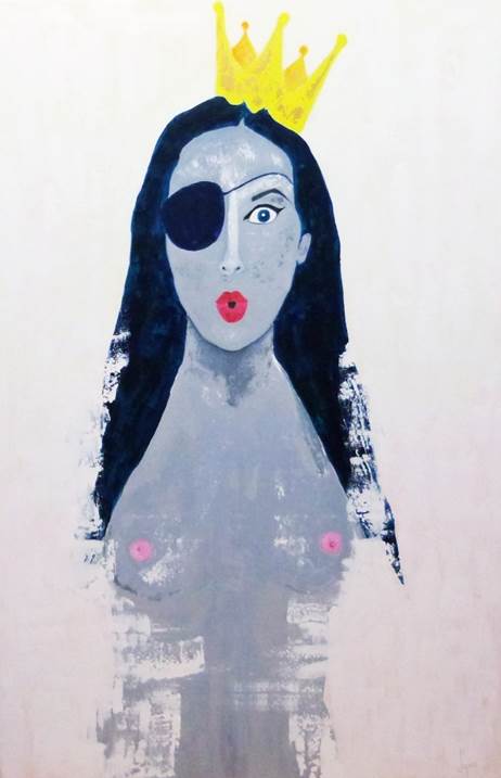 Pirata de coroa -Princesa de pala, original Human Figure Acrylic Painting by Joana Lopes
