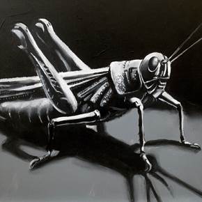 Grasshopper, Pintura Acrílico Minimalista original por Qiao Xi