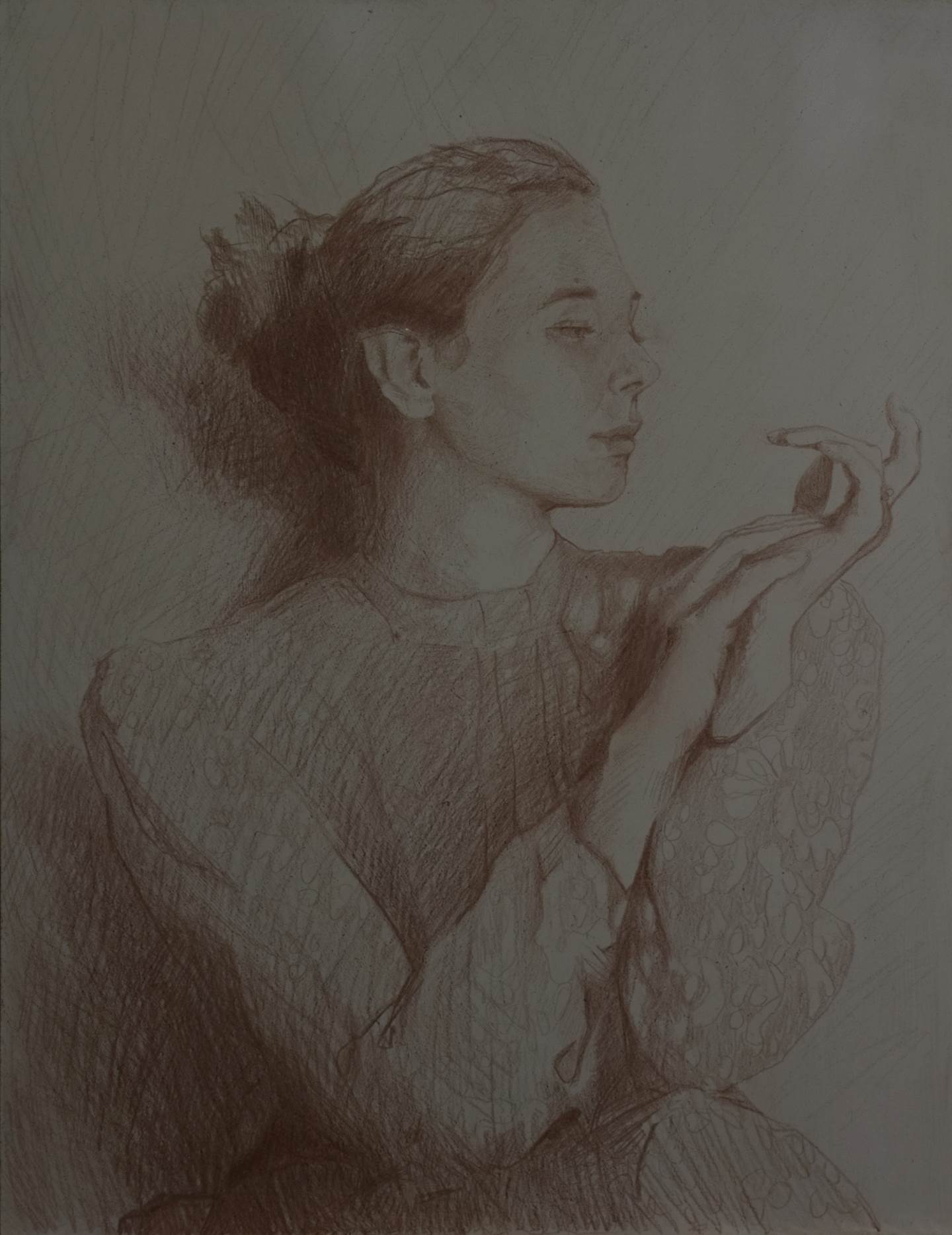Woman in the Blue Shirt I, original Human Figure Pencil Drawing and Illustration by BeckenFilipe .