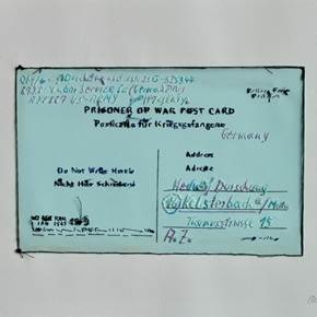 U.S.Army Postcard, original Minimalist Paper Drawing and Illustration by Alexandra de Pinho