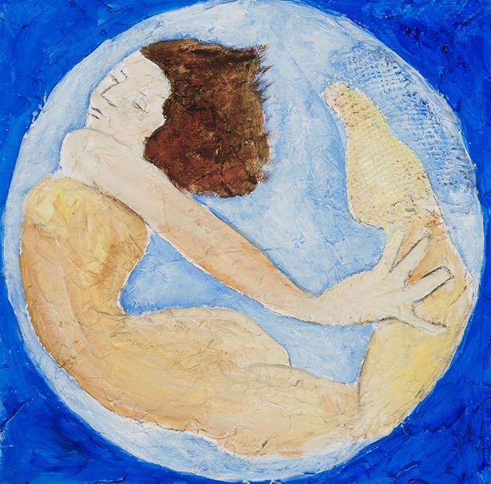 Lua azul, original Body Mixed Technique Painting by Lena Gal