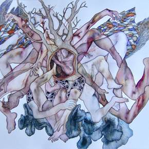 Arbre, original Body Watercolor Drawing and Illustration by Lorinet Julie