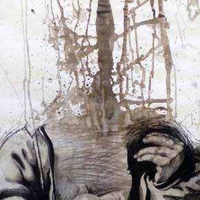 Lost, original Figure humaine charbon Dessin et illustration par Sara Lopes