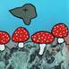 The mushrooms and the cloud #3, Pintura Acrílico Animais original por Mario Louro