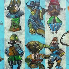 Fragmentos abstratos 4, original Portrait Acrylic Painting by Francisco Santos