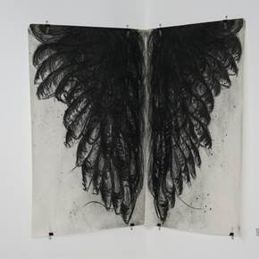 Birdie Studies III, Desenho e Ilustração Carvão Abstrato original por Inês  Osório 