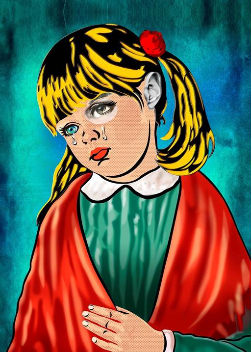 Menina da Lágrima (Tela), original Figura humana Lona Dibujo e Ilustración de Maria João Faustino