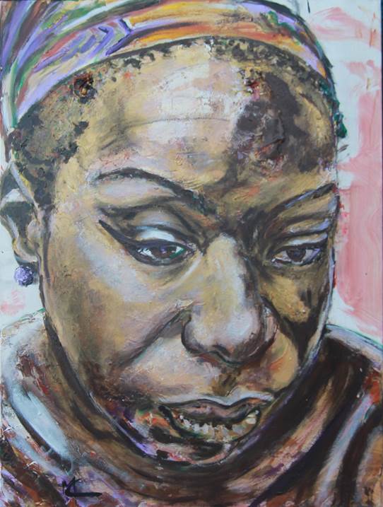 Africa, original Portrait Acrylic Painting by Manecas  Camelo