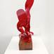Chama Vermelha na Base de Madeira Reciclada, Escultura Ferro Natureza original por Antonio Spinosa  Barbosa Neto