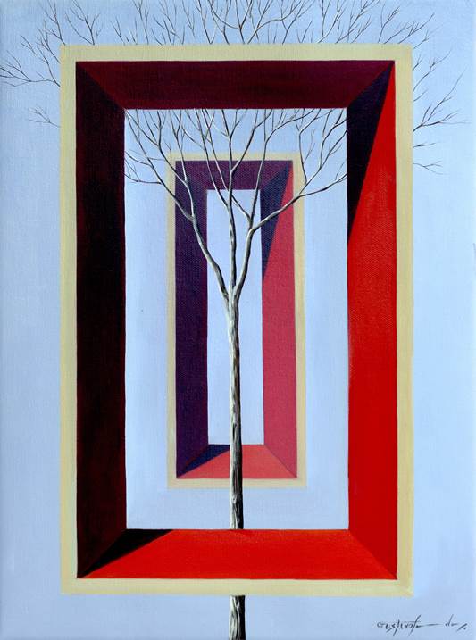 A perspectiva da árvore, Pintura Óleo Paisagem original por Gustavo Fernandes