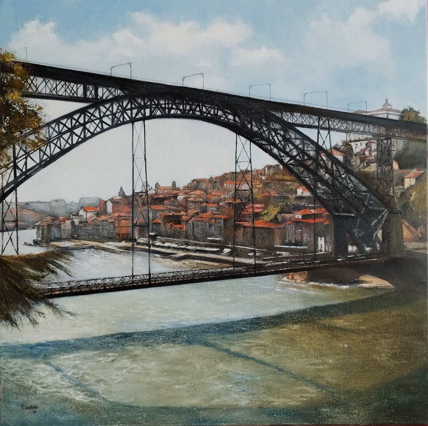 Puente Don Luis I, original   La peinture par TOMAS CASTAÑO