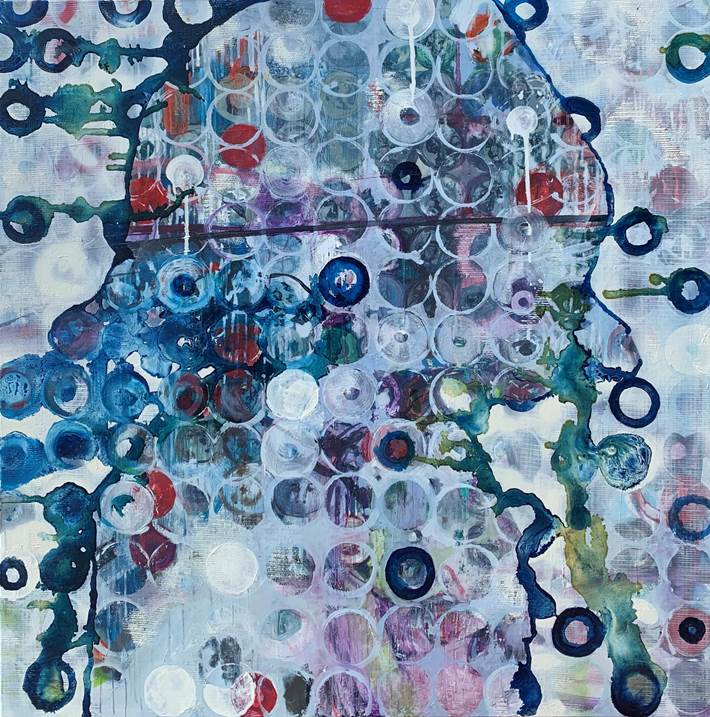 Tracing Circles Hidden Faces, original Minimalista Lona Pintura de Paula Menchen