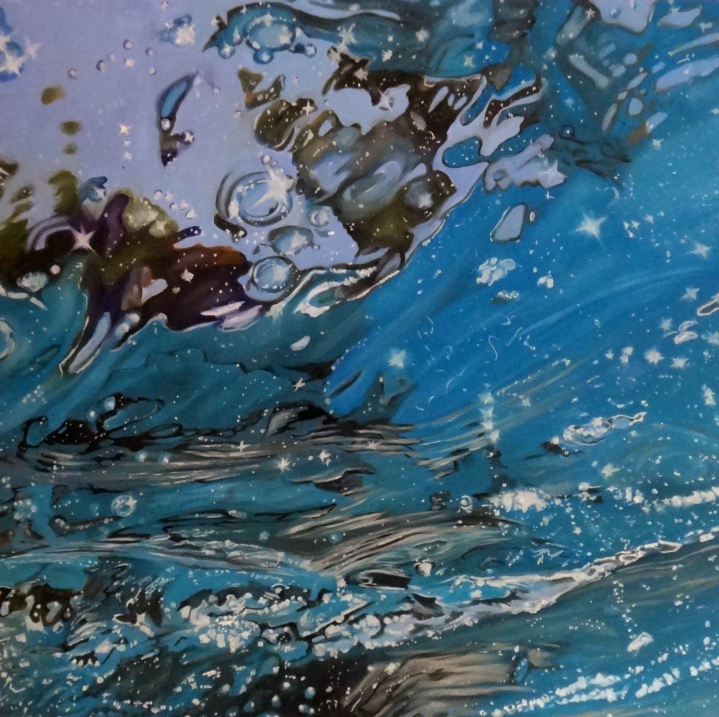 Refracción con burbujas, Pintura Tela Abstrato original por Ursula Blancas