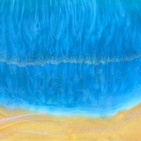 Radiant Waves: Phosphorescent Dusk, Pintura Técnica Mista Animais original por Tiffani Buteau
