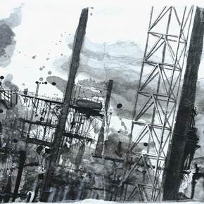 Factory , Pintura Acrílico Preto e Branco original por Qiao Xi