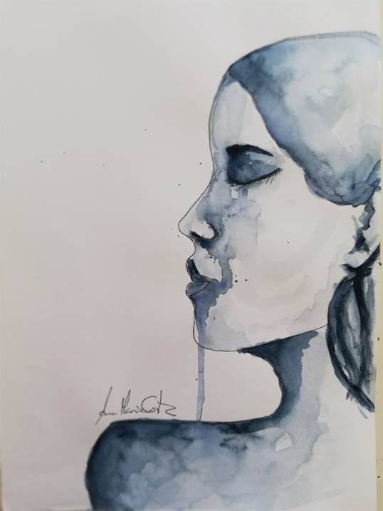 "I'm just an outlier" , original Human Figure Watercolor Drawing and Illustration by Ana Maria Costa