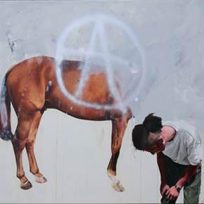 La Peau des Murs, original Animals Canvas Painting by Chris Stevens