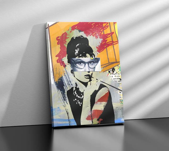 Audrey (tela 50x70cm), original Abstrait Collage Dessin et illustration par Maria João Faustino