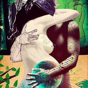 Triple hug (tela), original Abstrait Collage Dessin et illustration par Maria João Faustino