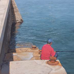 Pescando, original Paysage Pétrole La peinture par Juan Manuel Álvarez Cebrián
